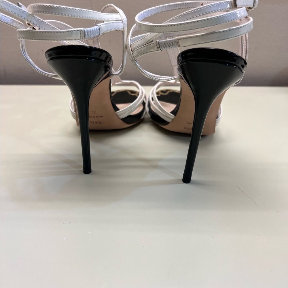 Ice Silver and Black Strappy Heels - Picture 3 of 12